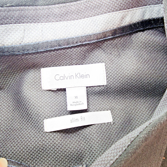 Calvin Klein Slim Fit Gray Cool Striped Button-Down Shirt Men's Size XL - Picture 5 of 7